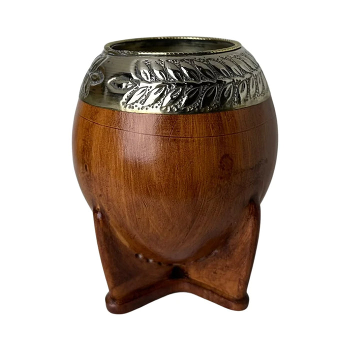 Mate Torpedo Premium de Calabaza Avejentado Virola Cincelada Con Bombilla