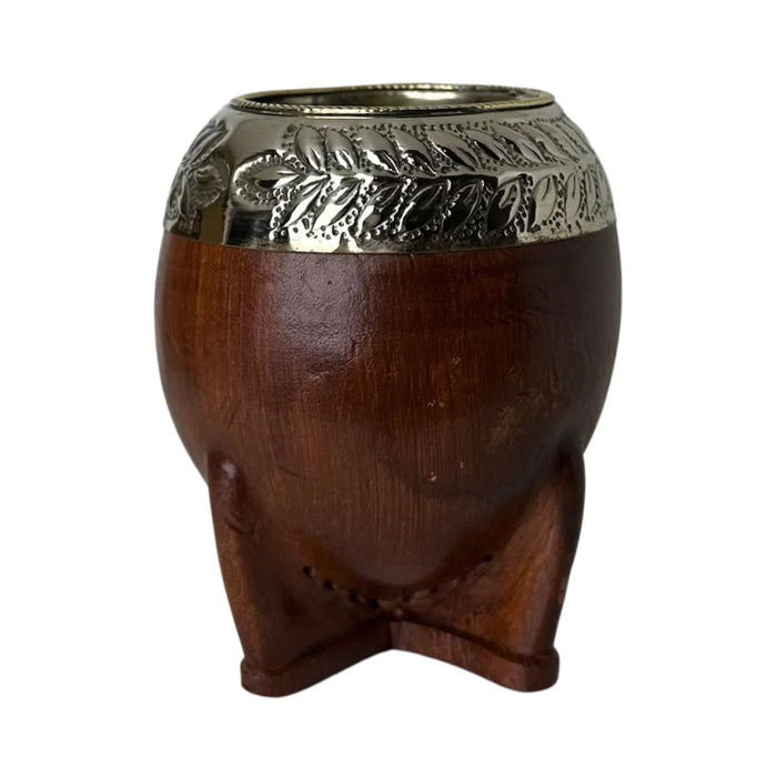 Mate Torpedo Premium de Calabaza Avejentado Virola Cincelada Con Bombilla