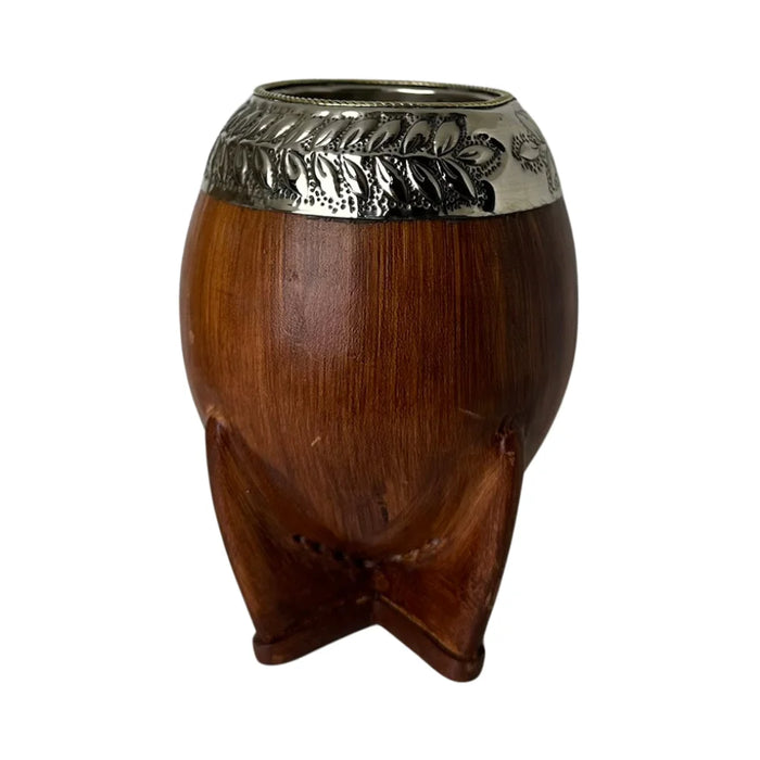 Mate Torpedo Premium de Calabaza Avejentado Virola Cincelada Con Bombilla