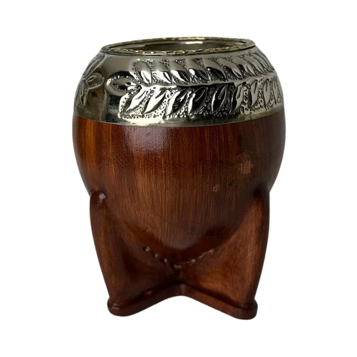 Mate Torpedo Premium de Calabaza Avejentado Virola Cincelada Con Bombilla