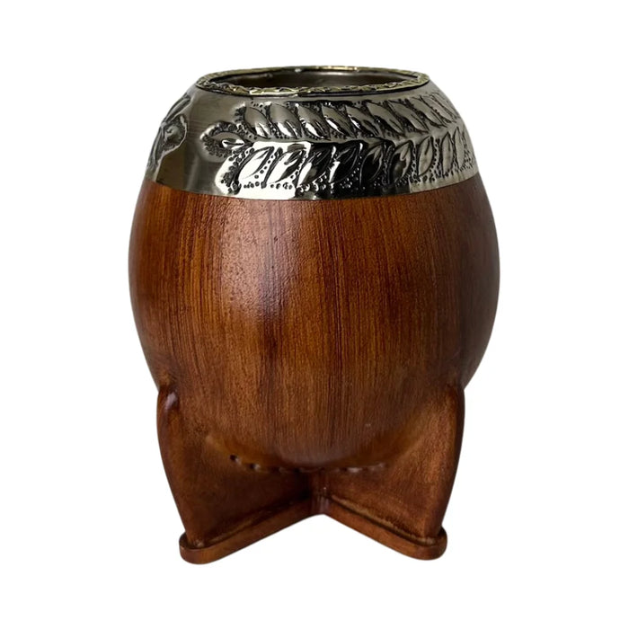 Mate Torpedo Premium de Calabaza Avejentado Virola Cincelada Con Bombilla