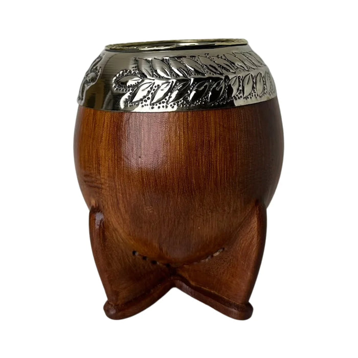 Mate Torpedo Premium de Calabaza Avejentado Virola Cincelada Con Bombilla