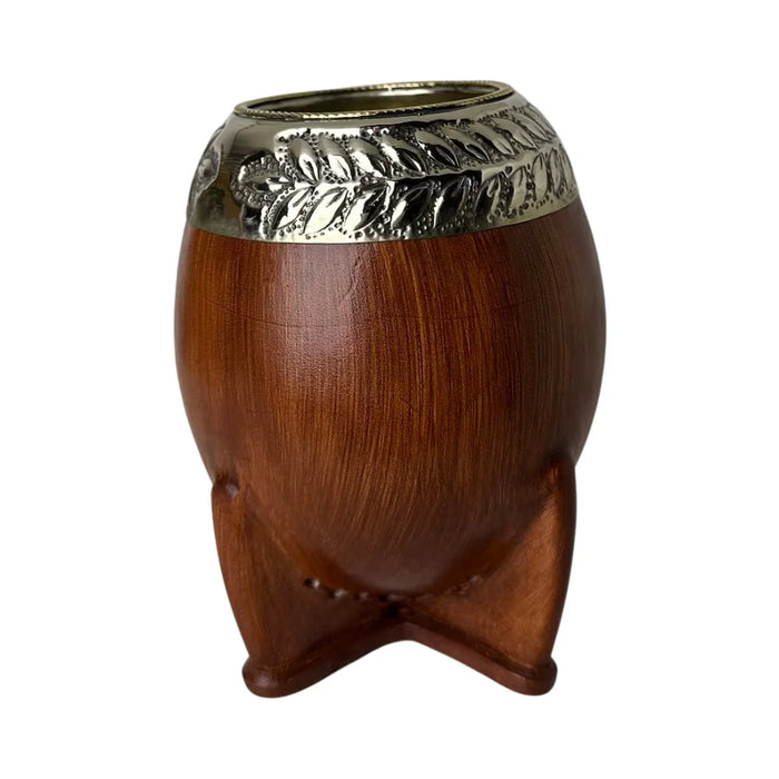 Mate Torpedo Premium de Calabaza Avejentado Virola Cincelada Con Bombilla