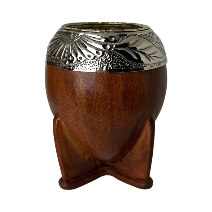 Mate Torpedo Premium de Calabaza Avejentado Virola Cincelada Con Bombilla