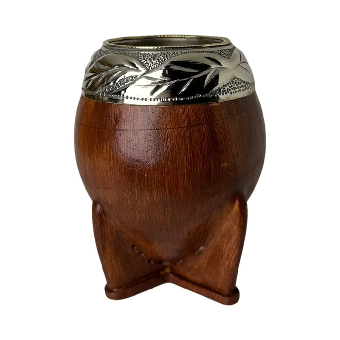 Mate Torpedo Premium de Calabaza Avejentado Virola Cincelada Con Bombilla