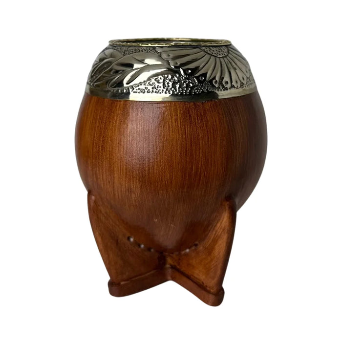 Mate Torpedo Premium de Calabaza Avejentado Virola Cincelada Con Bombilla
