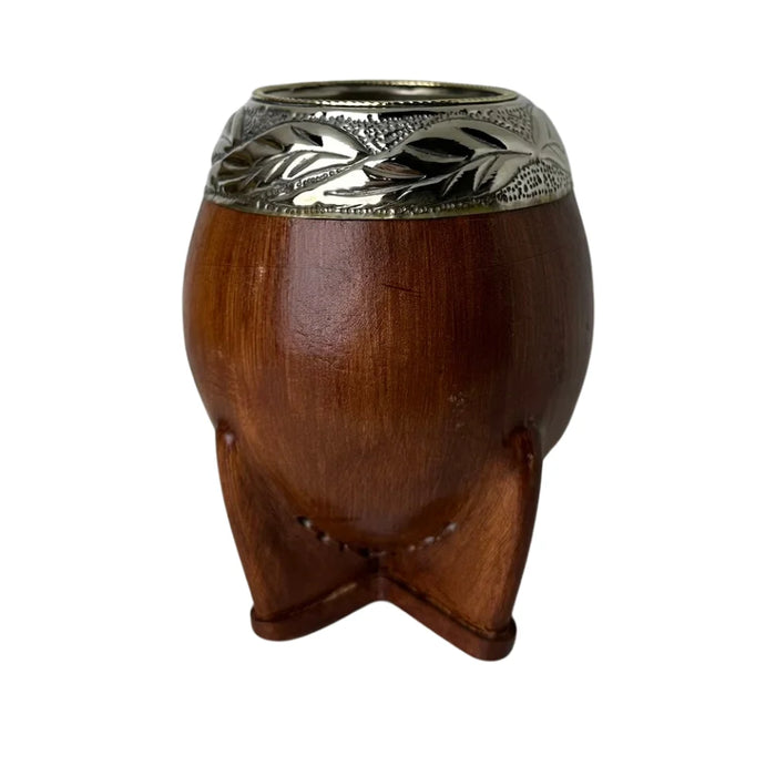 Mate Torpedo Premium de Calabaza Avejentado Virola Cincelada Con Bombilla
