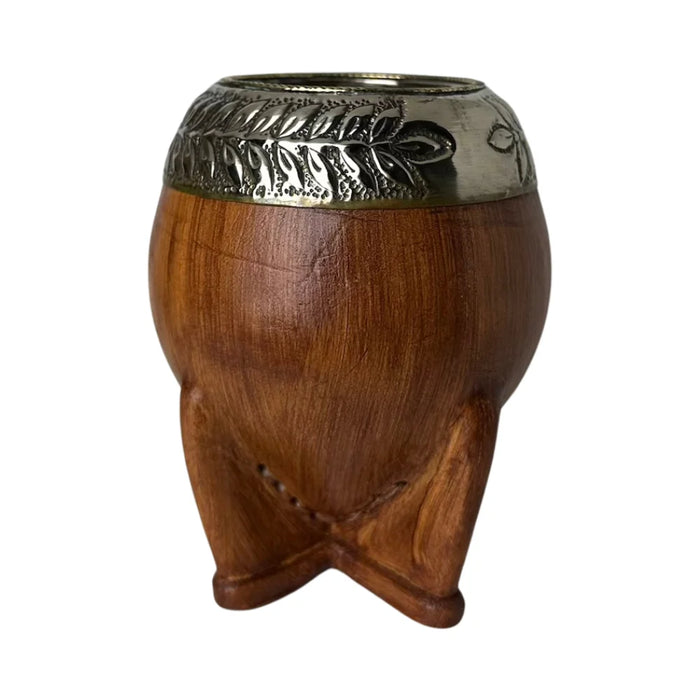 Mate Torpedo Premium de Calabaza Avejentado Virola Cincelada Con Bombilla