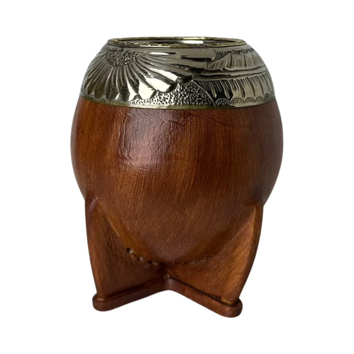 Mate Torpedo Premium de Calabaza Avejentado Virola Cincelada Con Bombilla