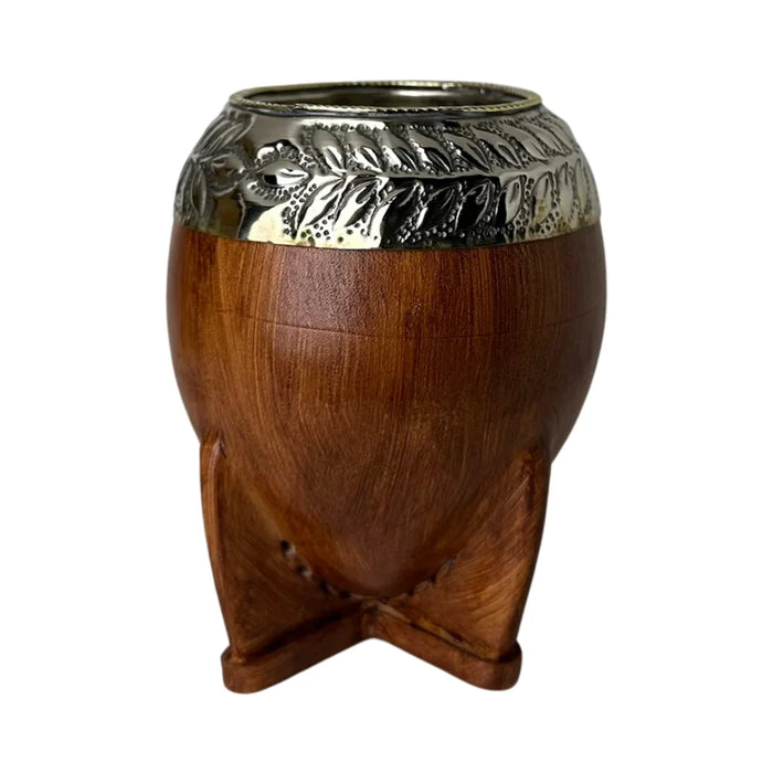 Mate Torpedo Premium de Calabaza Avejentado Virola Cincelada Con Bombilla