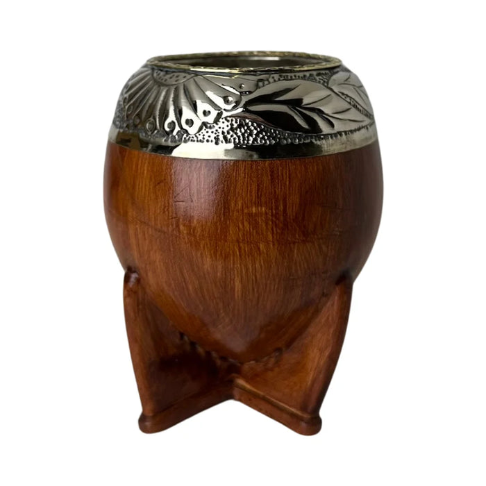 Mate Torpedo Premium de Calabaza Avejentado Virola Cincelada Con Bombilla
