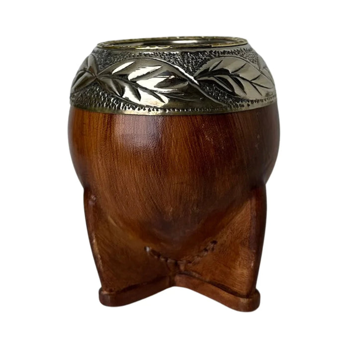 Mate Torpedo Premium de Calabaza Avejentado Virola Cincelada Con Bombilla