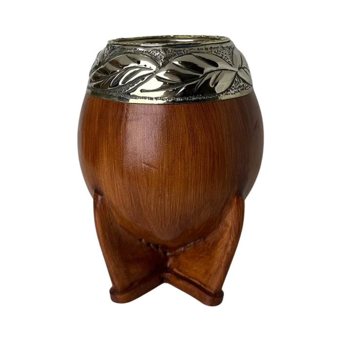 Mate Torpedo Premium de Calabaza Avejentado Virola Cincelada Con Bombilla