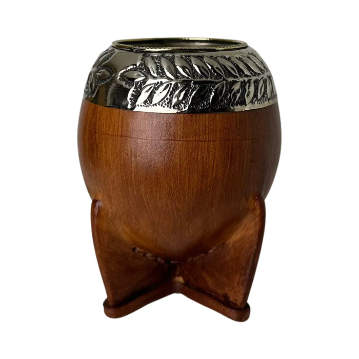 Mate Torpedo Premium de Calabaza Avejentado Virola Cincelada Con Bombilla