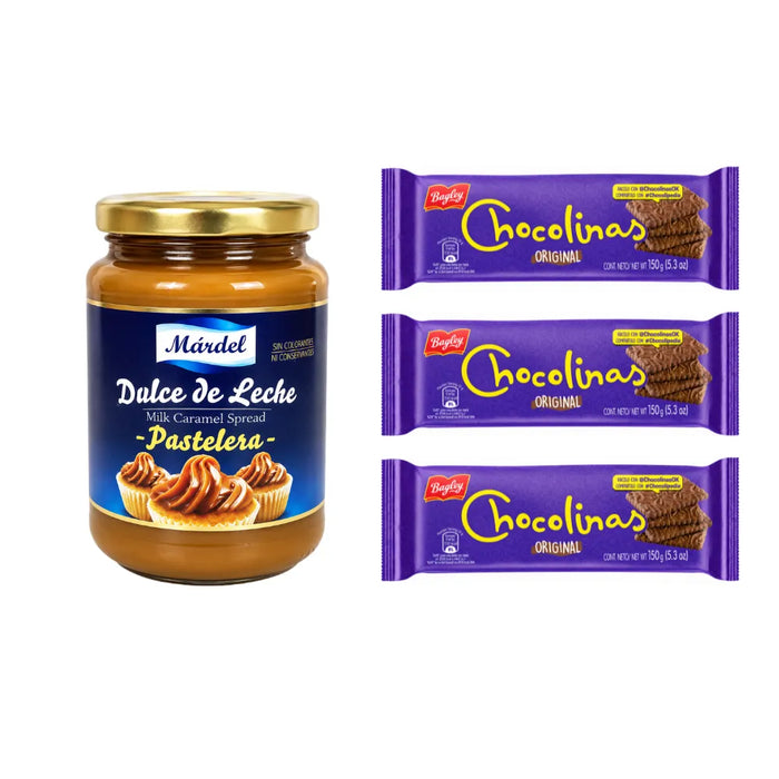 Pack Chocotorta - 3 Chocolinas y 1 Dulce de Leche Mardel Pastelero 450 Grs