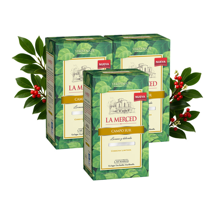 Pack Yerba Mate La Merced Campo Sur 500 Grs - 3 Unidades