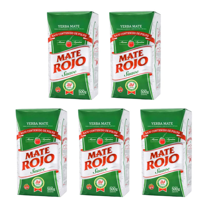 Pack Yerba Mate Rojo Suave 500 Grs - 5 Unidades