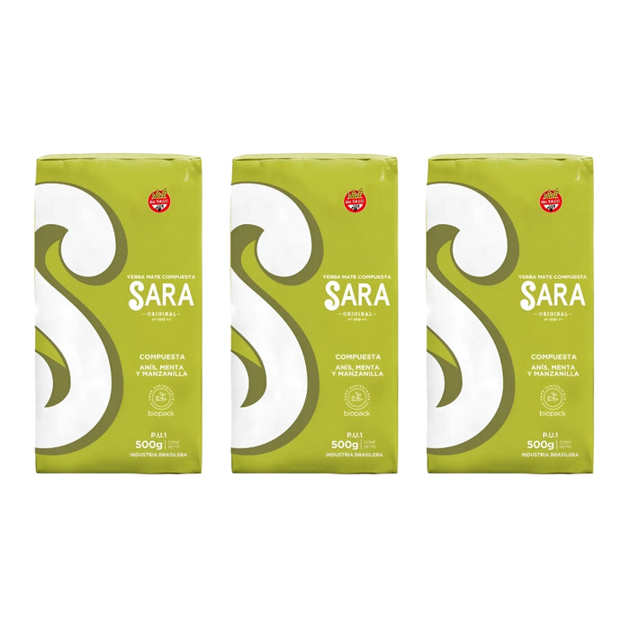 Pack Yerba Mate Sara Anis, Menta y Manzanilla 500 Grs - 3 Unidades