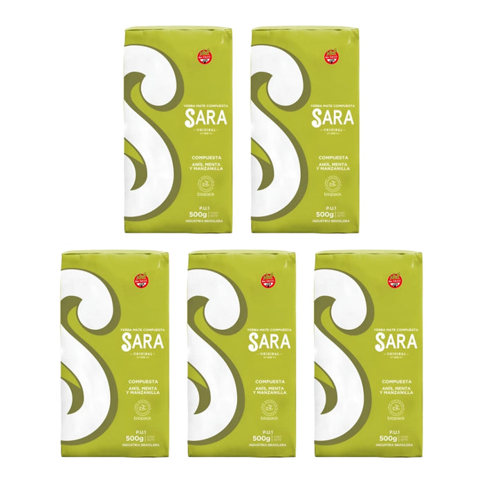 Pack Yerba Mate Sara Anis, Menta y Manzanilla 500 Grs - 5 Unidades