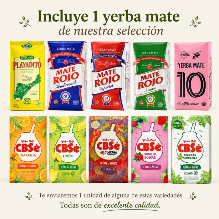 Set Matero con Termo Media Manija 1L Mate Bombilla Yerba y Stickers