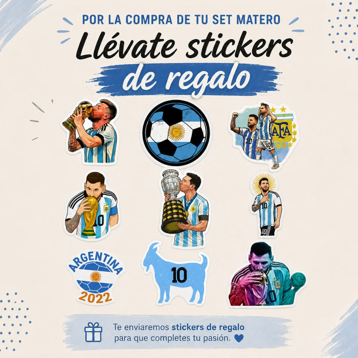 Set Matero con Termo Media Manija 1L Mate Bombilla Yerba y Stickers