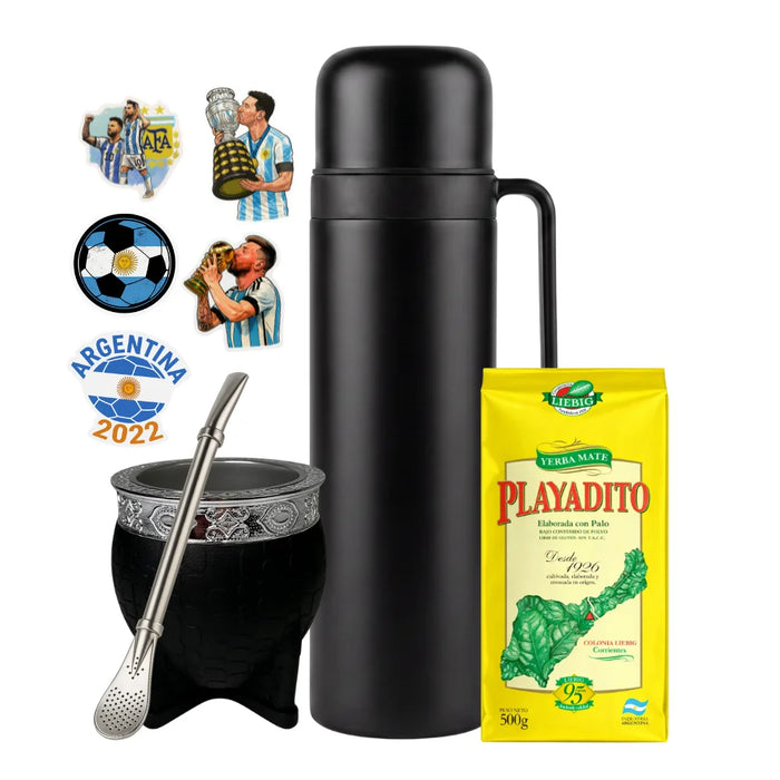 Set Matero con Termo Media Manija 1L Mate Imperial Bombilla Yerba y Stickers