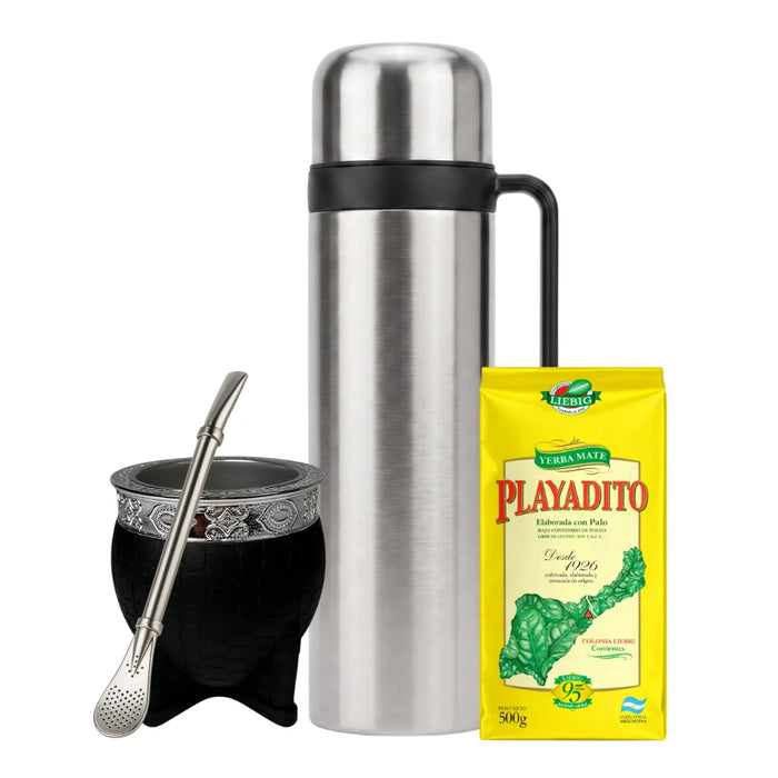 Set Matero con Termo Media Manija 1L Mate Imperial Bombilla Yerba y Stickers