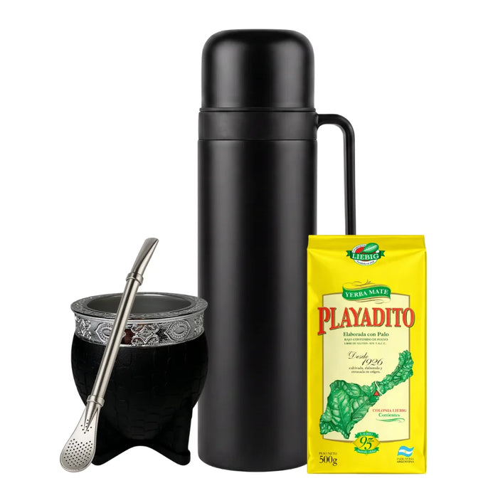Set Matero con Termo Media Manija 1L Mate Imperial Bombilla Yerba y Stickers