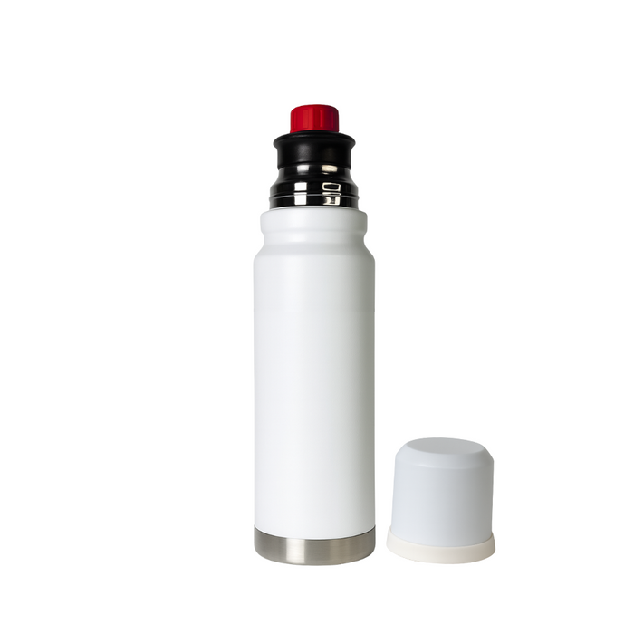 Termo 1 Litro De Acero Inoxidable Blanco Apto Frio y Caliente