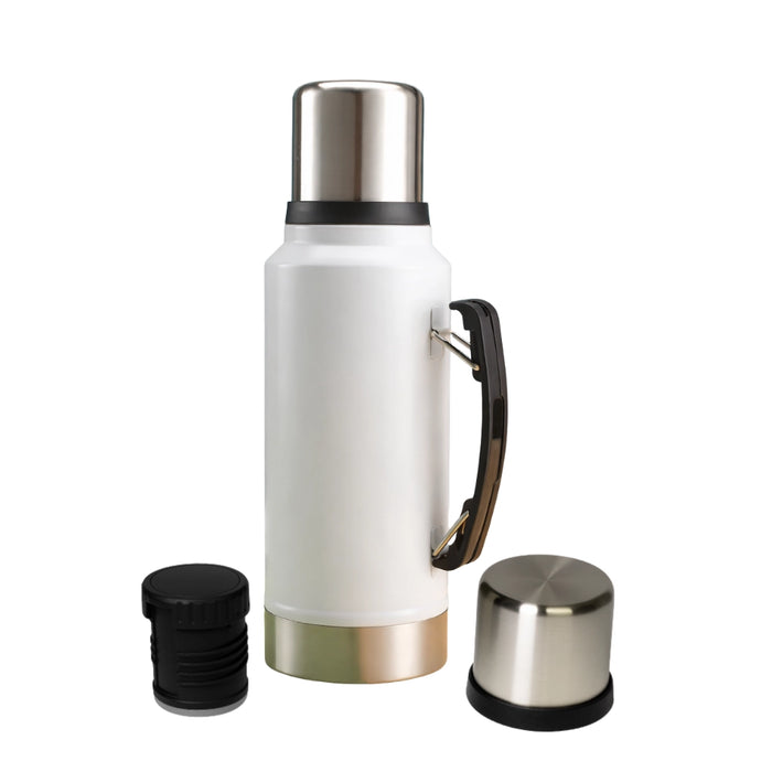 Termo 1 Litro De Acero Inoxidable Blanco Apto Frio y Caliente