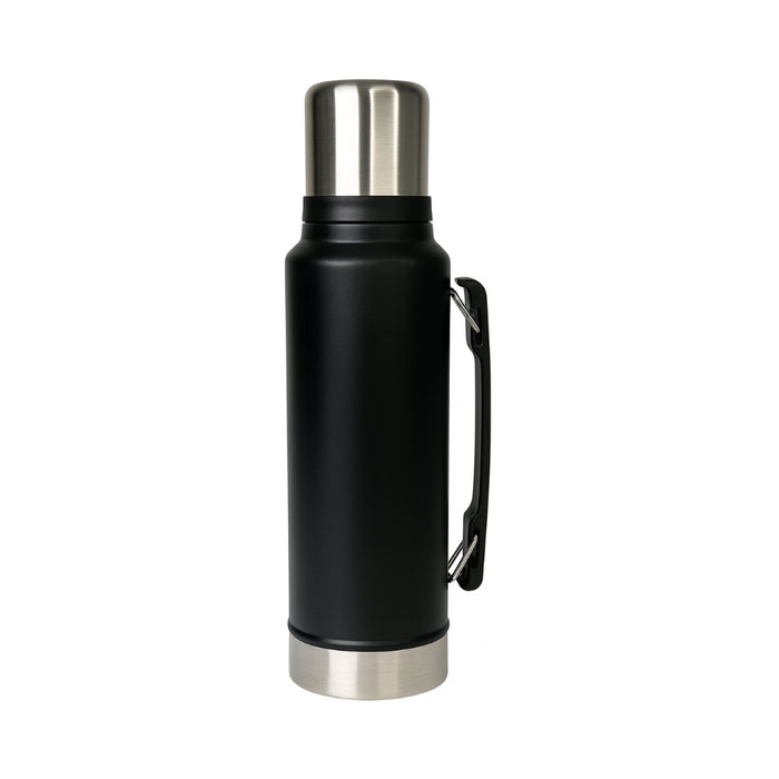 Termo 1 Litro De Acero Inoxidable Negro Apto Frio y Caliente