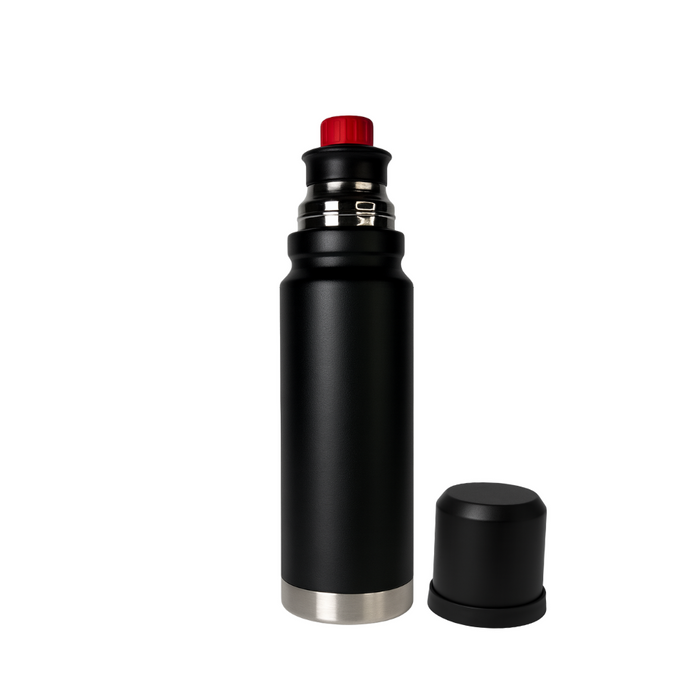 Termo 1 Litro De Acero Inoxidable Negro Apto Frio y Caliente