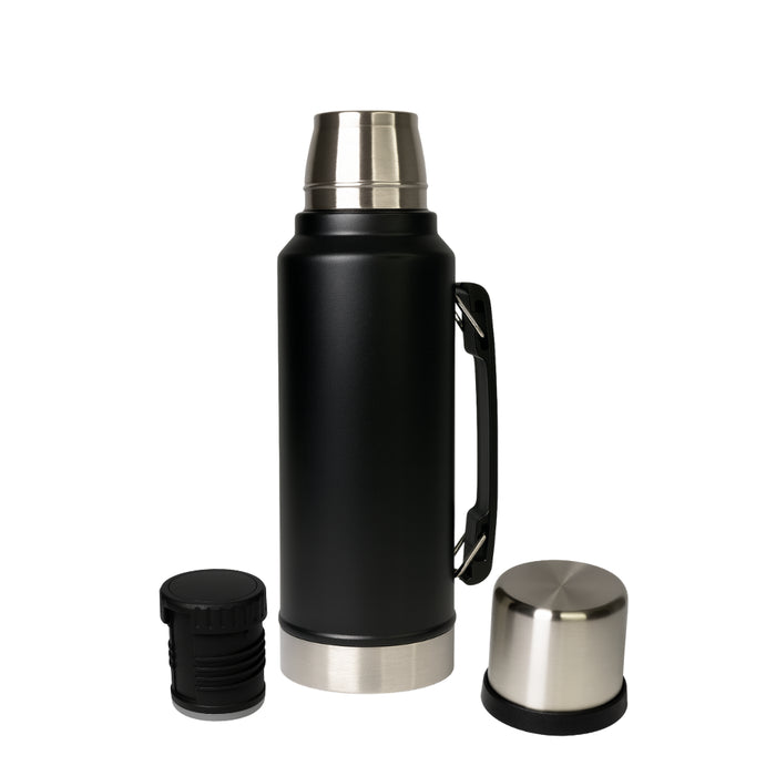 Termo 1 Litro De Acero Inoxidable Negro Apto Frio y Caliente