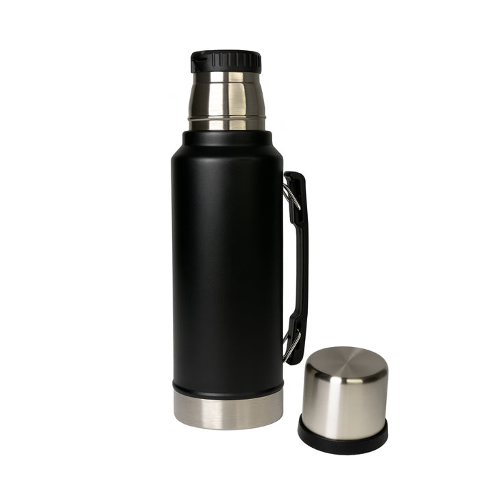 Termo 1 Litro De Acero Inoxidable Negro Apto Frio y Caliente
