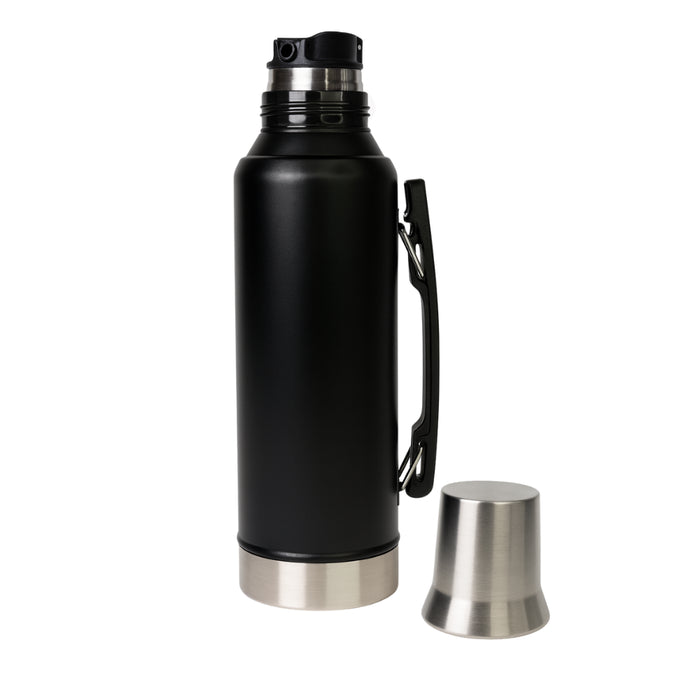 Termo 1,2 Litros De Acero Inoxidable Negro Pico Cebador Apto Frio y Caliente