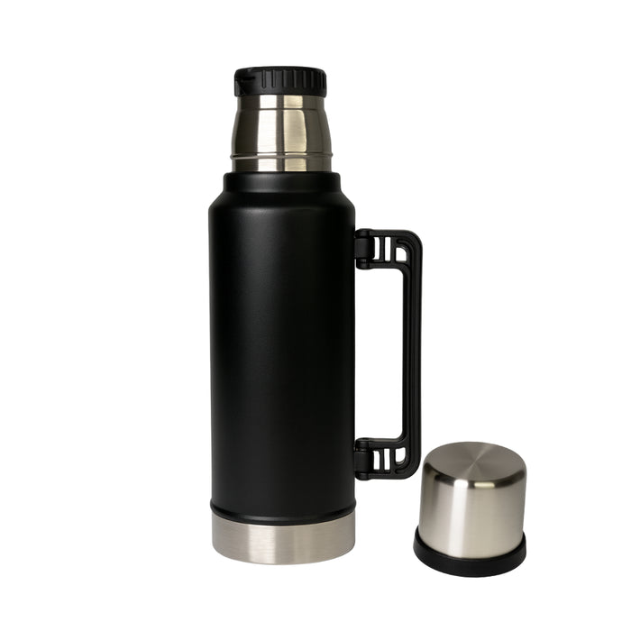 Termo 1,4 Litros De Acero Inoxidable Negro Apto Frio y Caliente