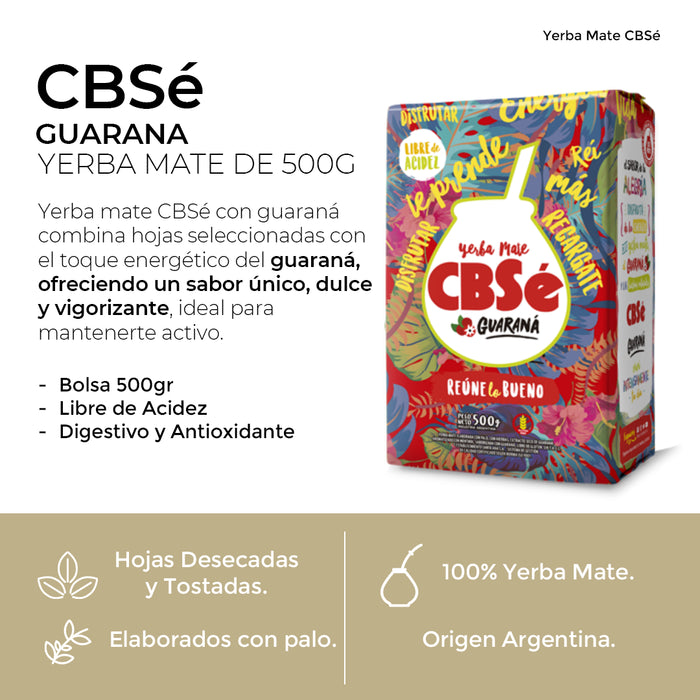 Pack Yerba Mate CbSe Guarana 500 Grs - 3 Unidades