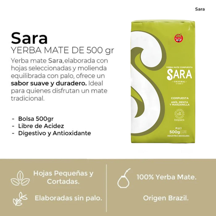 Pack Yerba Mate Sara Anis, Menta y Manzanilla 500 Grs - 3 Unidades